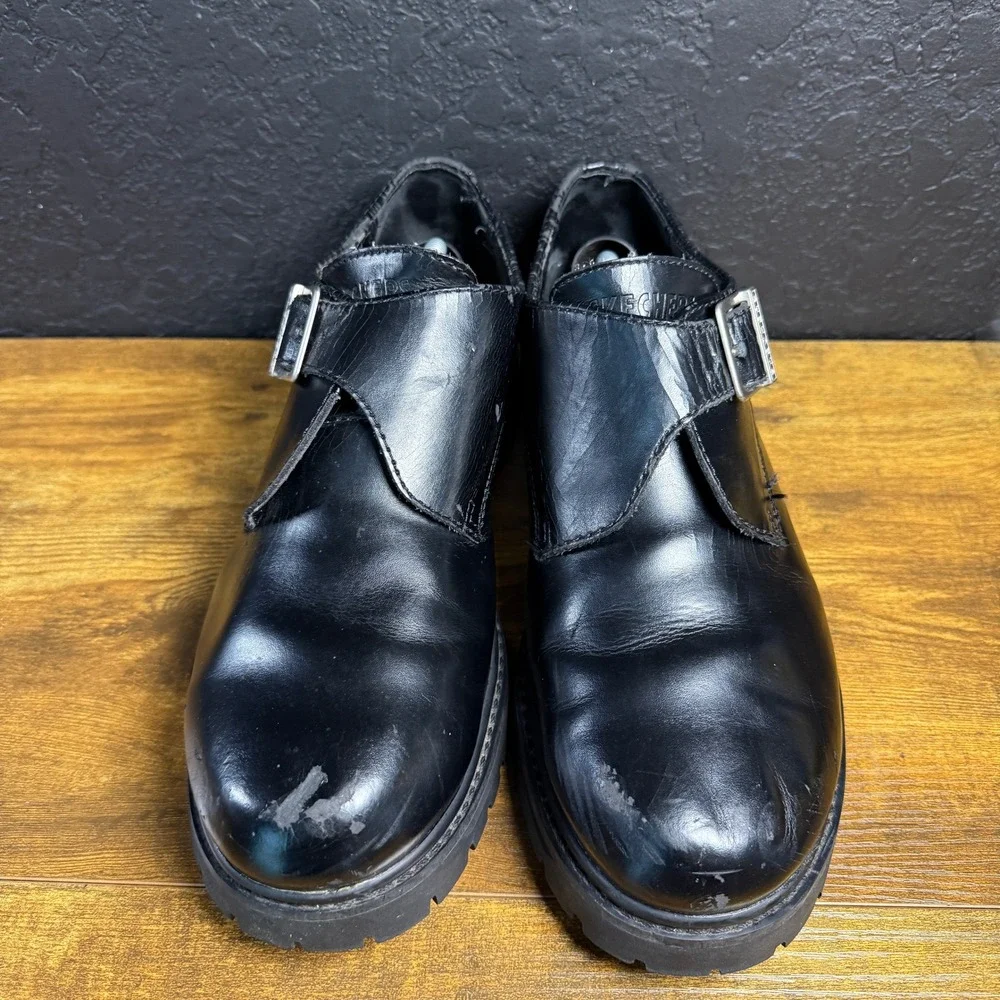 Skechers‎ SN 6649 Black Leather Monk Strap Lug Sole Shoes Mens 12